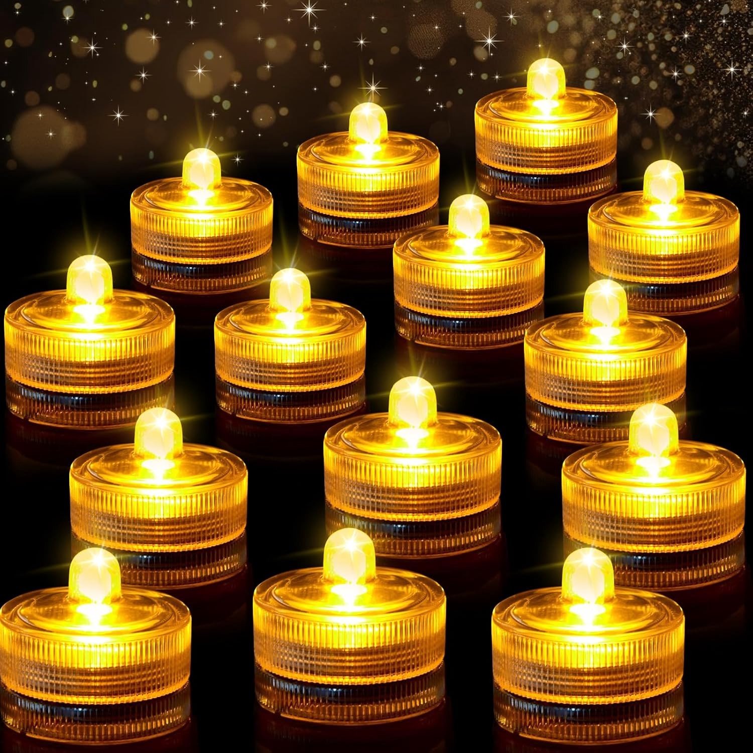 Mini-onderwaterverlichting - Warmwit - Ø 3 cm x H 2,6 cm - Waterdichte LED-theelichtjes - Voor Decoratie en Feest