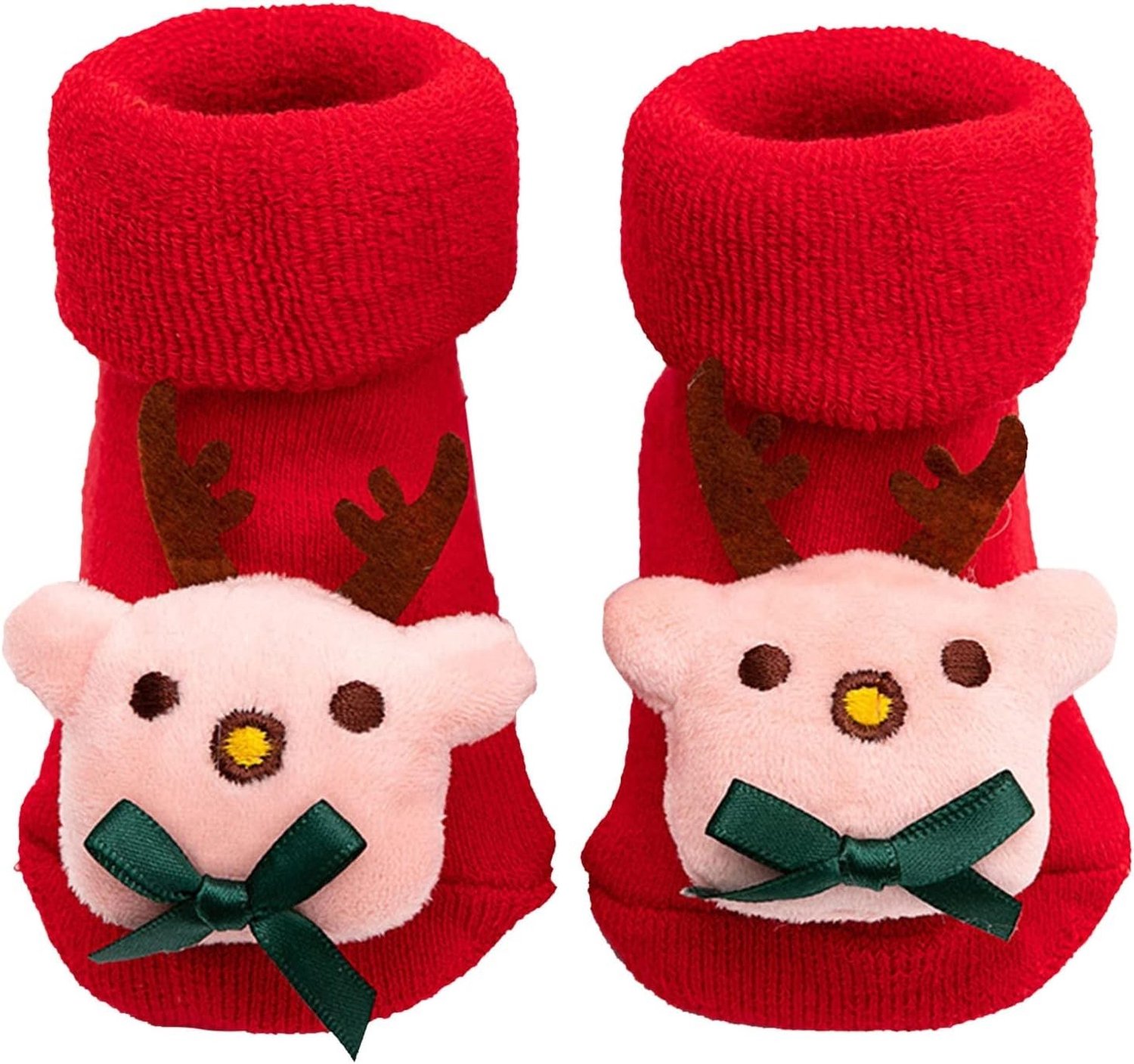 Lieve en warme winterse sokken voor pasgeborenen met antislip, ideaal voor binnen en buiten gebruik