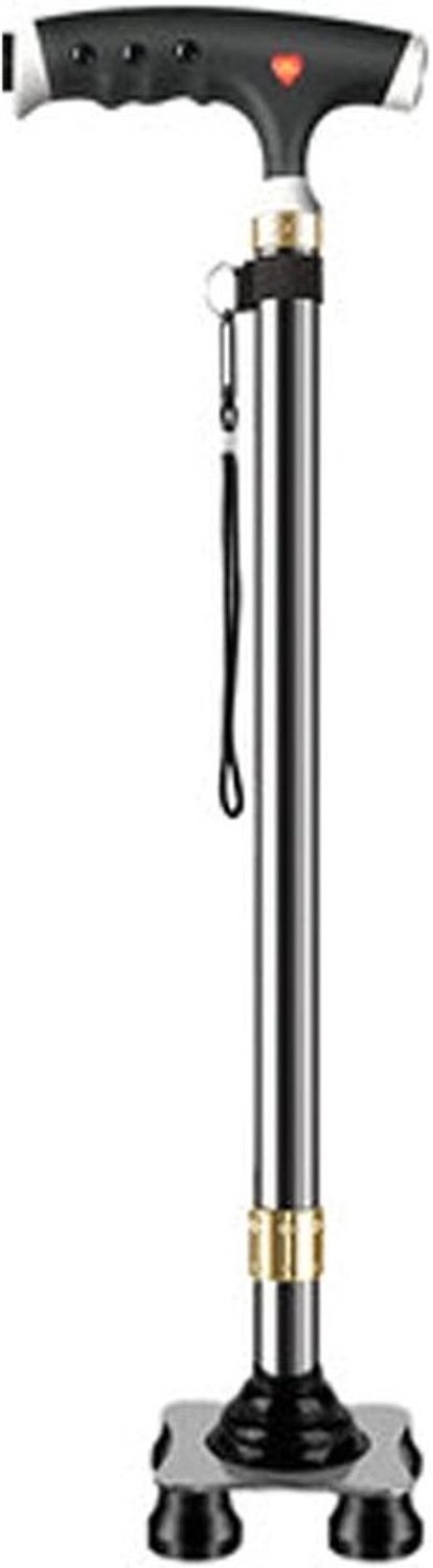Wandelstok - Loopstok Steun - Veilig Lopen - LED Verlichting - Instelbaar 94cm - Zwart