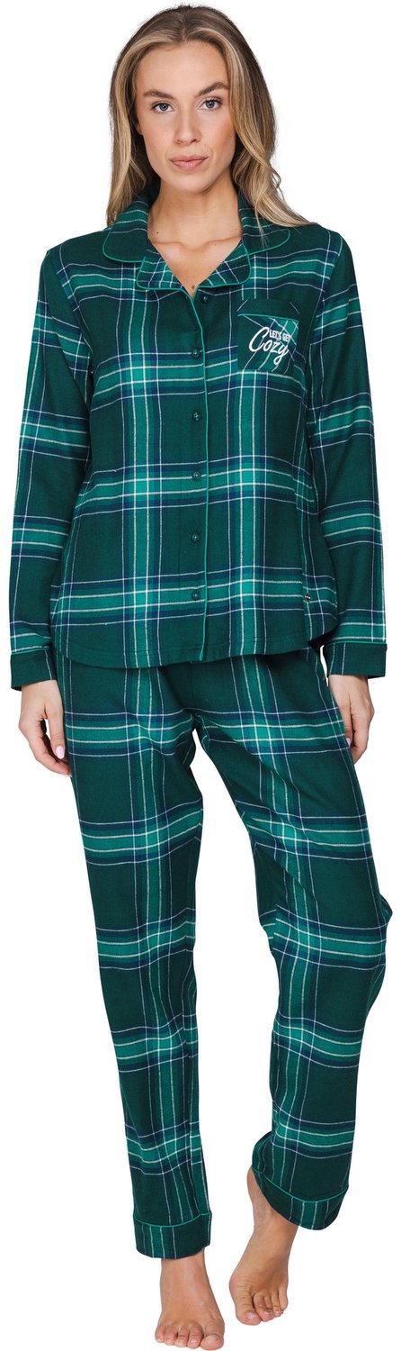 Rebelle MyRebelle - Cozy - Pyjama - Doorknoop - Katoen Flanel - Groen - Geruit