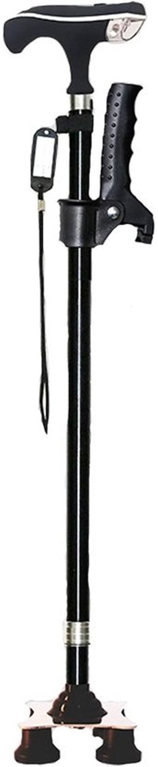 Wandelstok - Loopstok Steun - Veilig Lopen - Ingebouwd LED Licht - Verstelbaar 72-95cm - Zwart