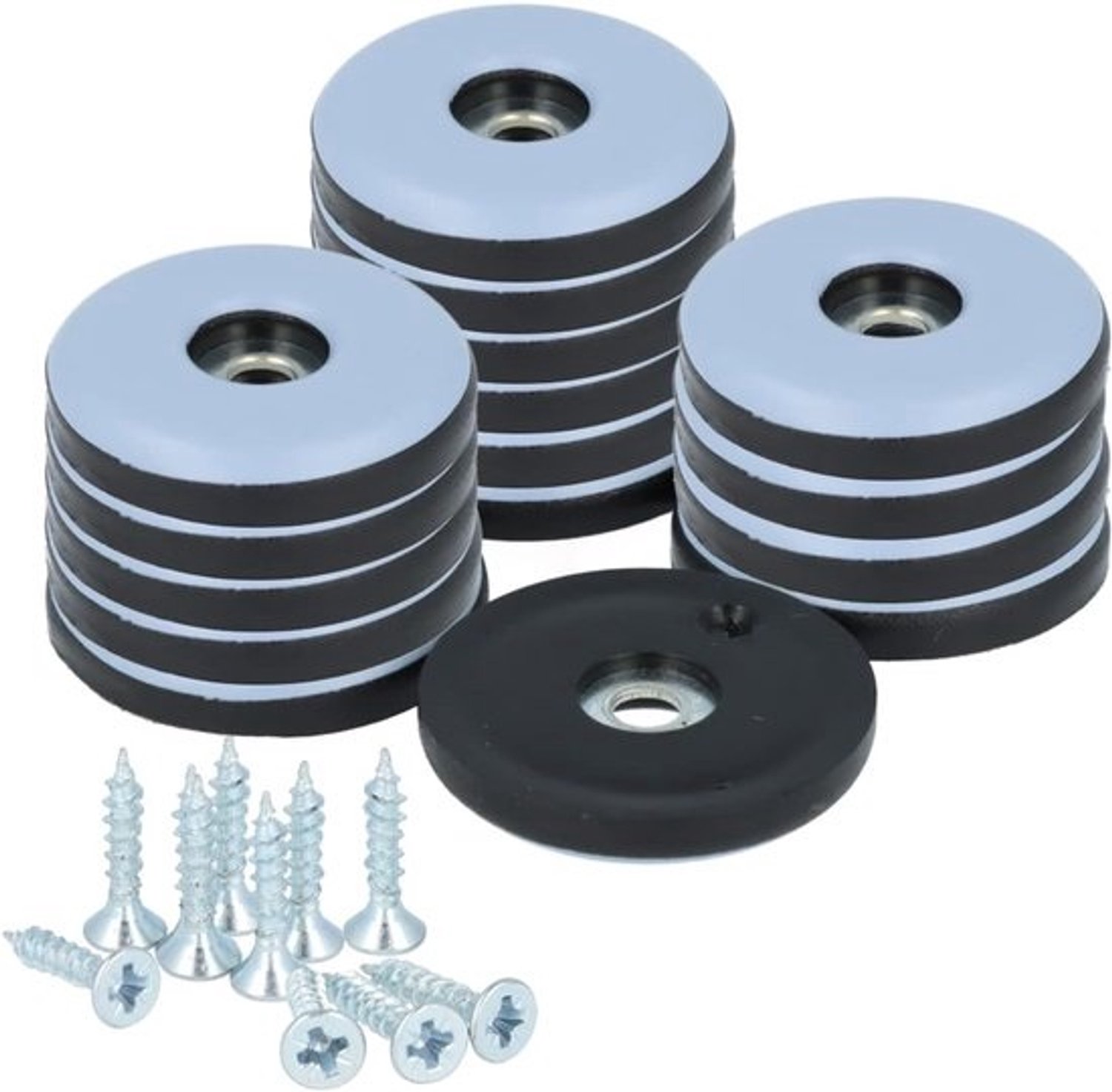 Teflon Glijders - Meubelbeschermers - Meubels Verplaatsen - Schroefbevestiging - 30 mm Diameter - Blauw-grijs