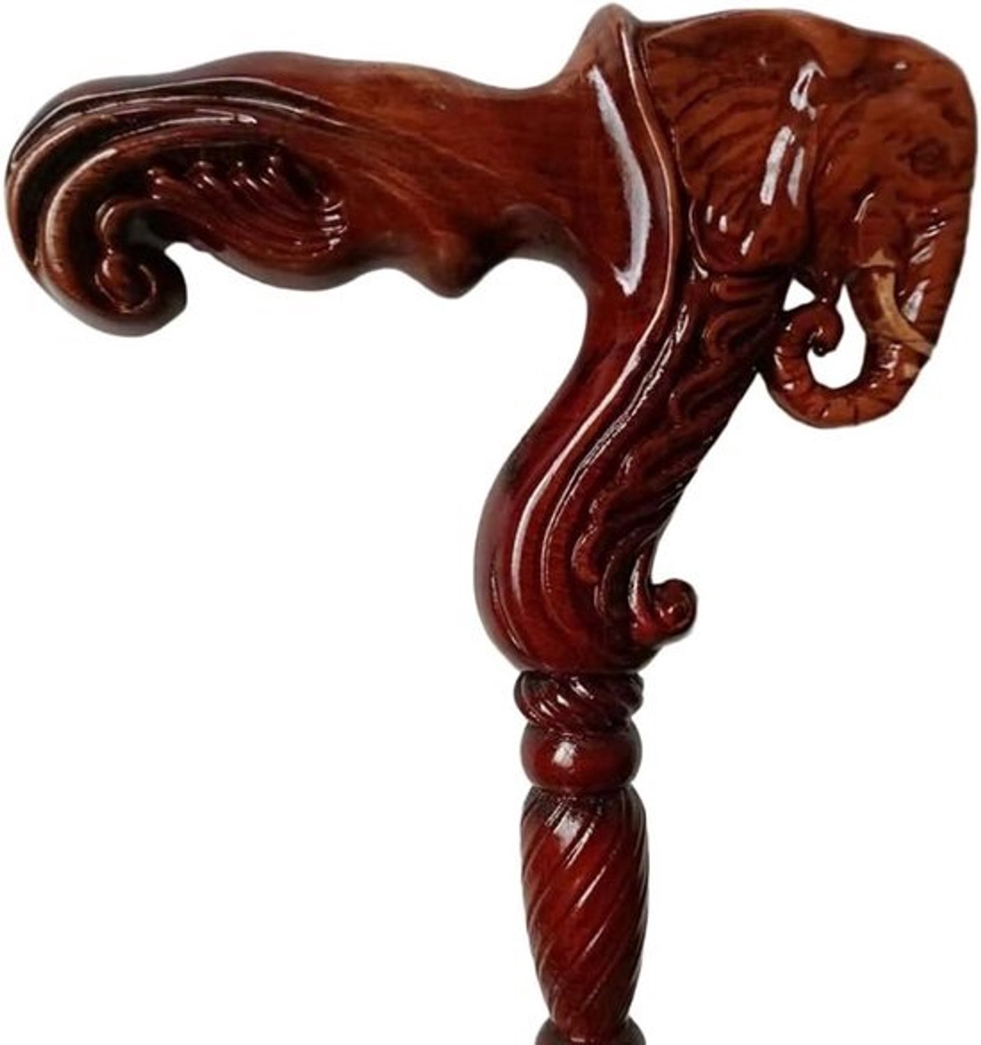 Wandelstok Hout - Steunstok - Extra Ondersteuning - Dierenkop Handgesneden - 89 cm - Olifant