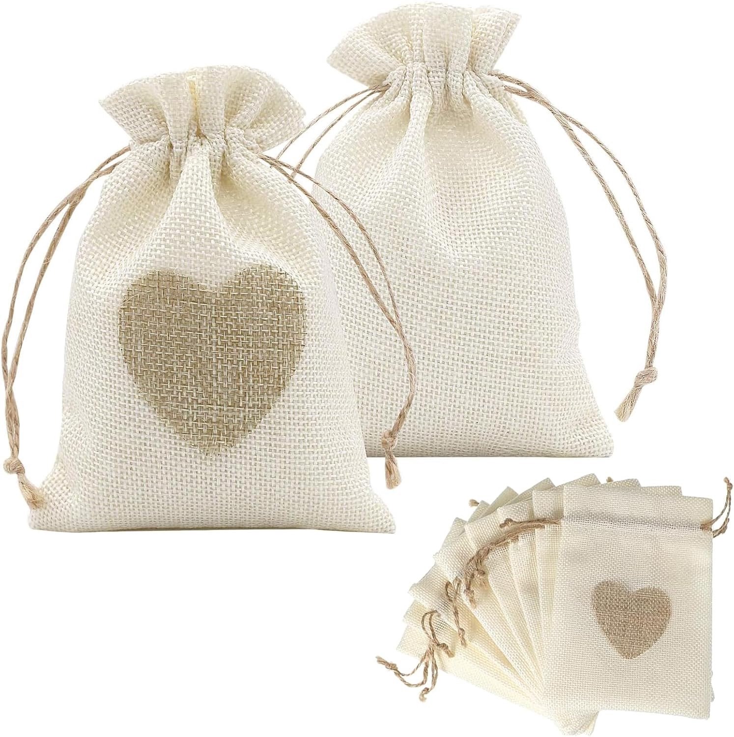 Cadeauzakjes - Natuurlijk - 10 x 14 cm - Katoenen Zakjes met Trekkoord - Voor Bruiloften en Feesten