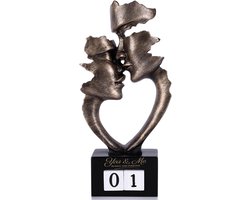 XMGZQ Verjaardagscadeaus voor man en vrouw: kunstsculptuur van een kussen paar met handmatige jaarteller (0-99 jaar) - ShopVlot