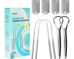 Tongschraper 4 Stuks - RVS Met Haak - U-vormig en Open Type - Voor Frisse Adem en Gezonde Tong - ShopVlot