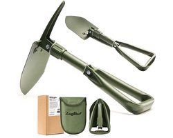 AugTouf 18" Militaire Vouwen Camping Schop, Offroad Survival High Carbon Steel Shovel (Olijf) door toolant