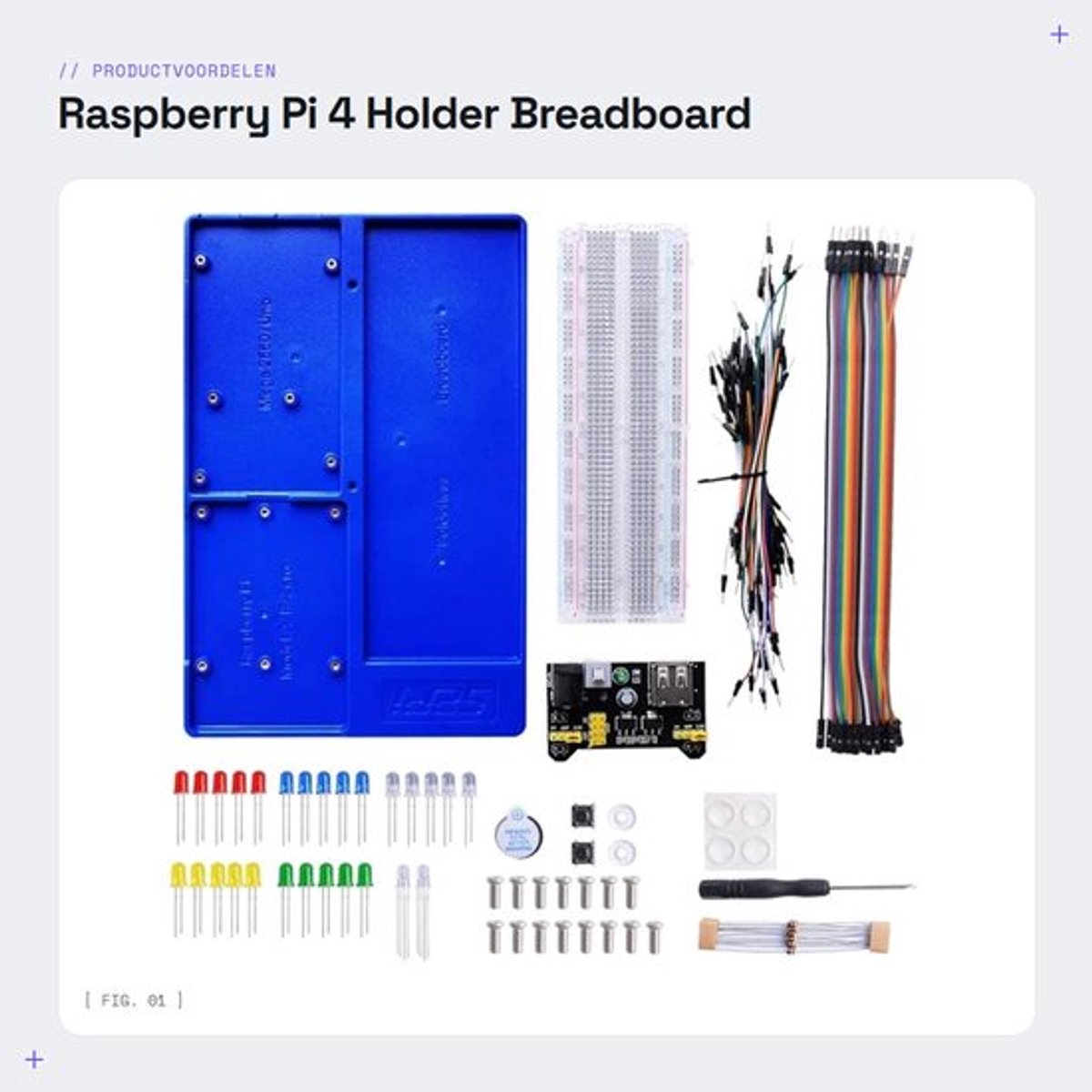 Dailygoods - Raspberry Pi 4 Holder - Breadboard Houder Kit - Blauw - Ideaal voor