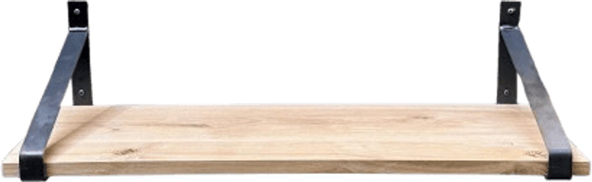 GoudmetHout Lichte Eiken Wandplank - 240x35 cm - 2 Industriële XL Plankdragers Zonder Coating Licht eiken