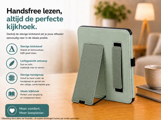Hoes geschikt voor Kobo Aura Edition 2 - Book Case met Handgreep & Kickstand - Auto/Wake - Groen — afbeelding 4
