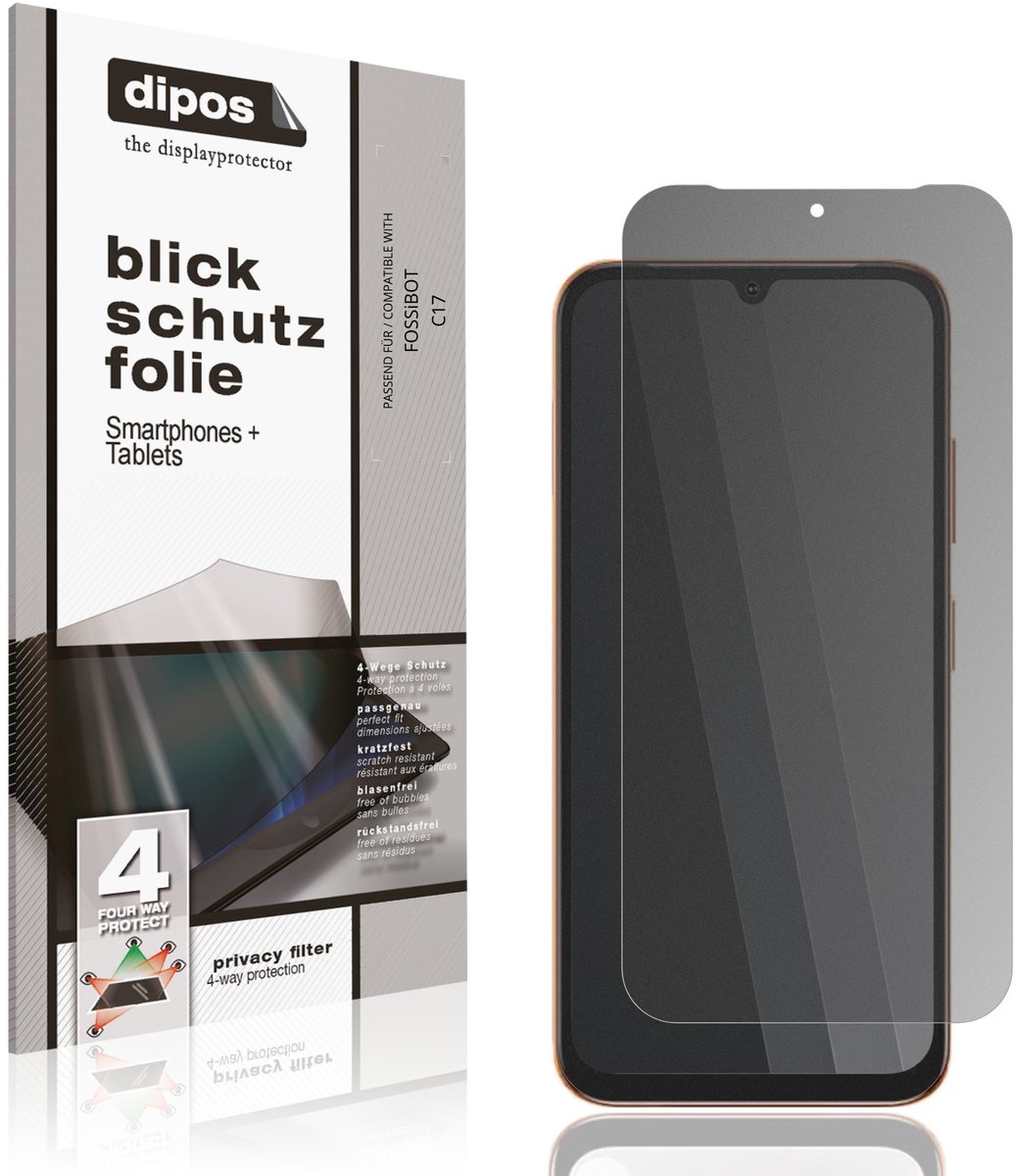 dipos – Matte Privacy Screenprotector geschikt voor FOSSiBOT C17 | Anti-Spy Beschermfolie