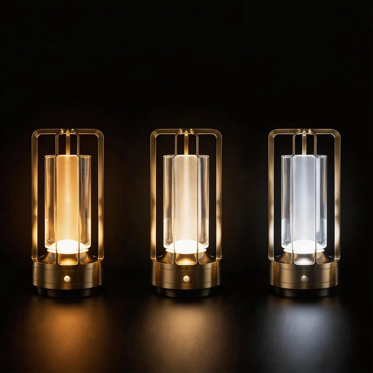 Draagbare Tafellamp - Goud - 180 mm Hoog - Draadloze LED Lamp met Oplaadbare Batterij - Voor Binnen en Buiten