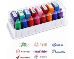 Set van 8 Docentenstempels met Zelfkleuring, Navulinkt en Opbergdoos voor Creatief Gebruik