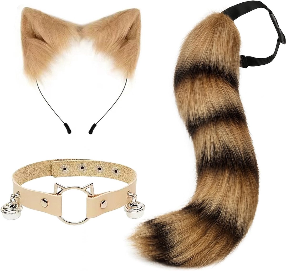 3-delige Cosplay Set met Vos Faux Bont: Kattenoren, Choker en Dierentail voor Anime, Halloween en Carnaval