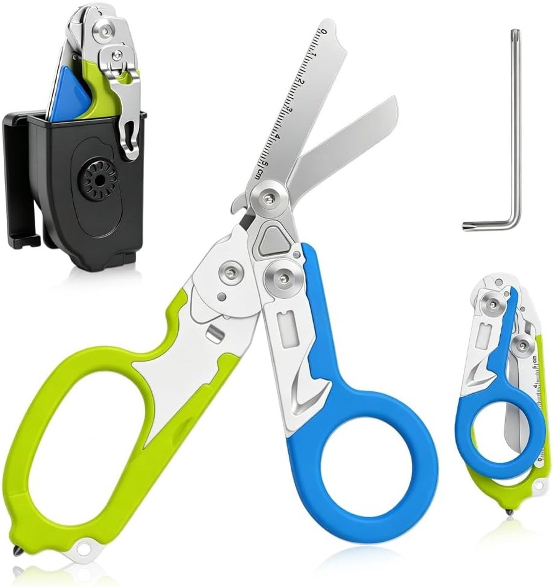6-in-1 Multifunctionele Schaar voor Noodhulp, Trauma Scissors, Vouwschaar voor Hulpdiensten, Reddingsschaar en Gereedschap voor Medische Noodgevallen