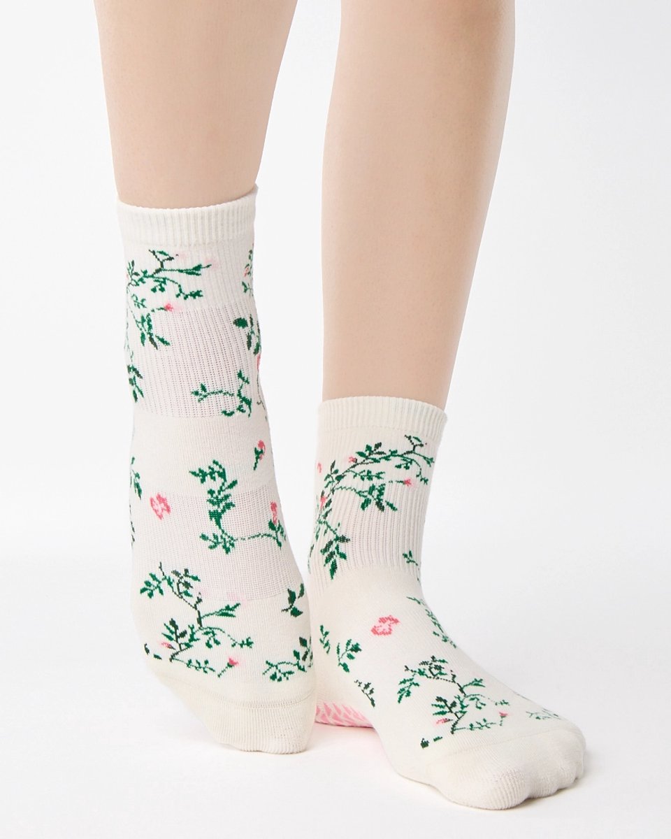 Pointe Studio Dames Rose Garden Enkel Grip Sok - Wit - 35-39