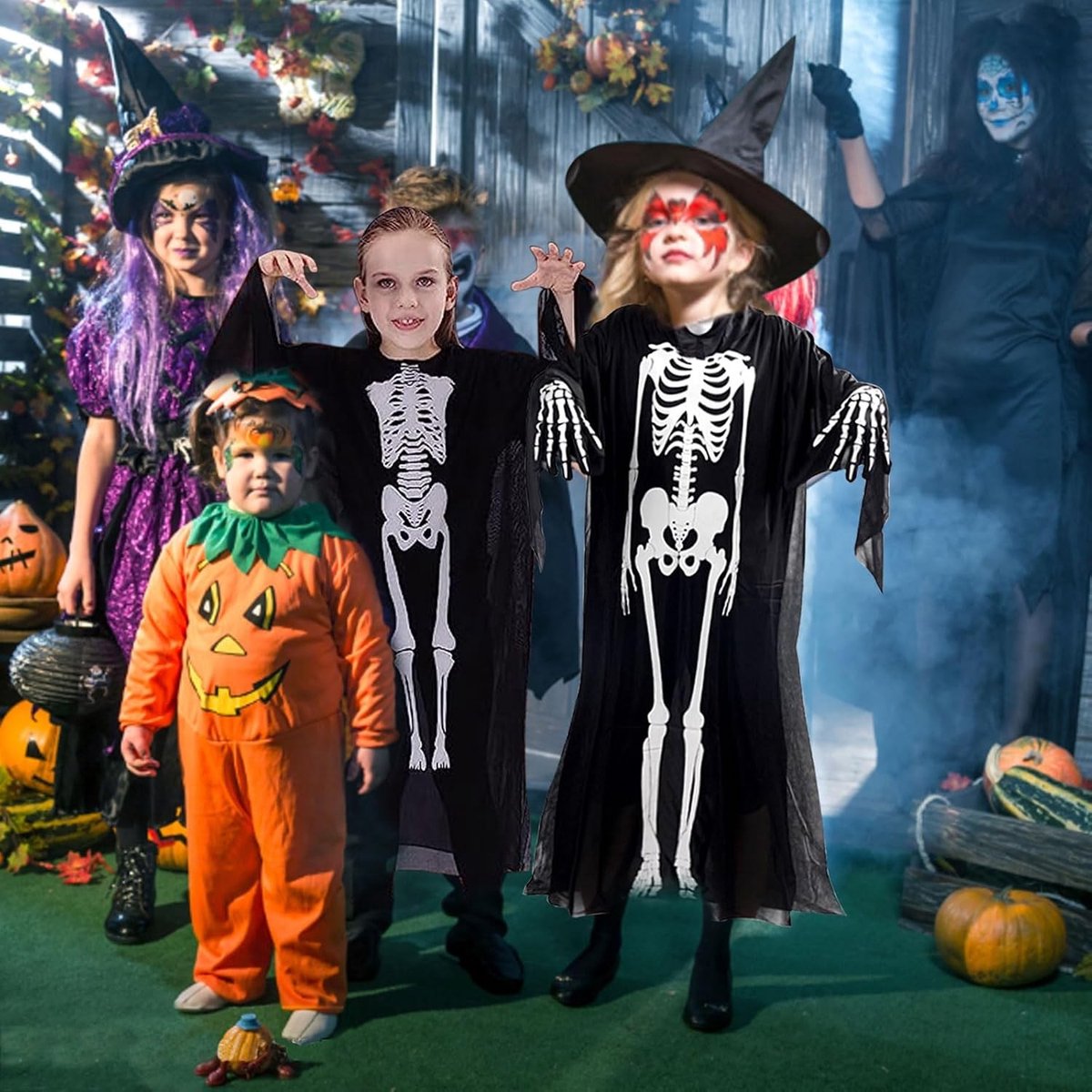 Creepy Zombie Kostuum voor Kinderen van 90 cm - Halloween, Spook Kostuum, Skelet Kostuum, Cosplay, Feest, Thema, Carnaval, Kinderen, Jongens, Meisjes