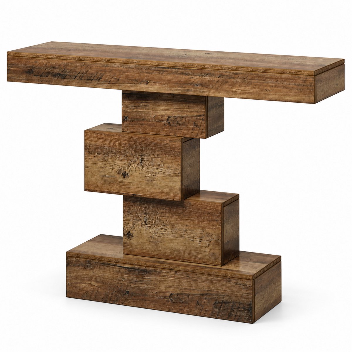 DMG Supply Consoletafel - Geometrische Voet - 108 x 30 x 80 cm - Rustiek Bruin
