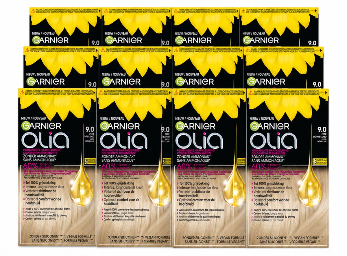12 x Garnier - Olia 9 - Haarkleuring - Zeer Lichtblond - Zonder Ammoniak - Intense Langhoudende Kleur - Voordeelverpakking - 12 stuks