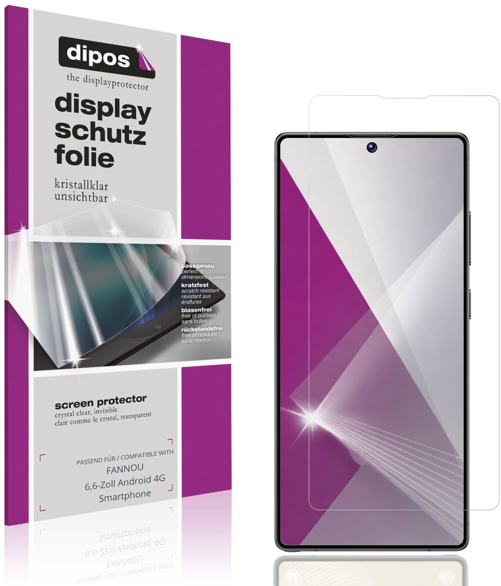 dipos – 4x Beschermfolie geschikt voor FANNOU 6,6-Zoll Android 4G Smartphone | Krasbestendige & heldere Screenprotector Ultra-Thin