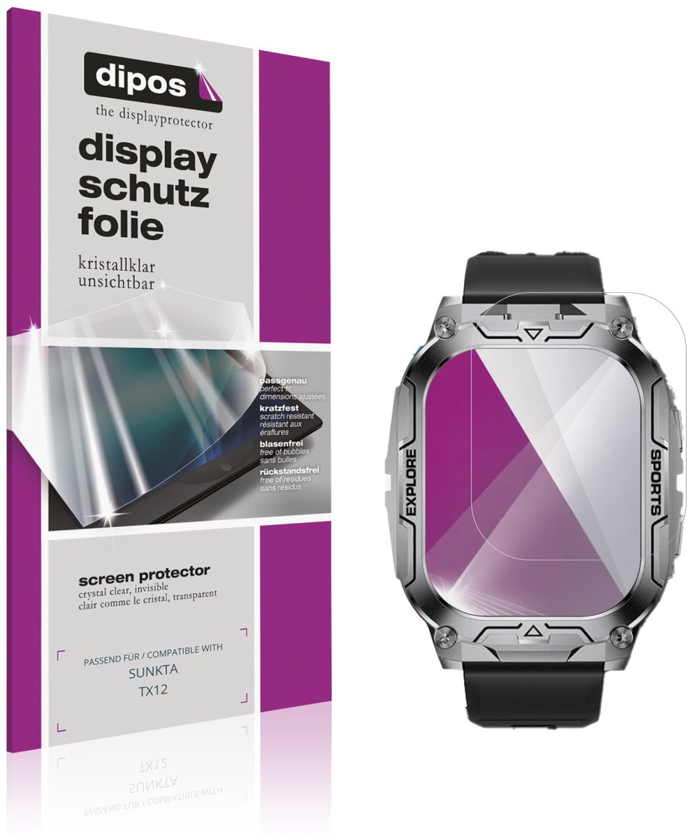 dipos – 6x Beschermfolie geschikt voor SUNKTA TX12 | Krasbestendige & heldere Screenprotector Ultra-Thin