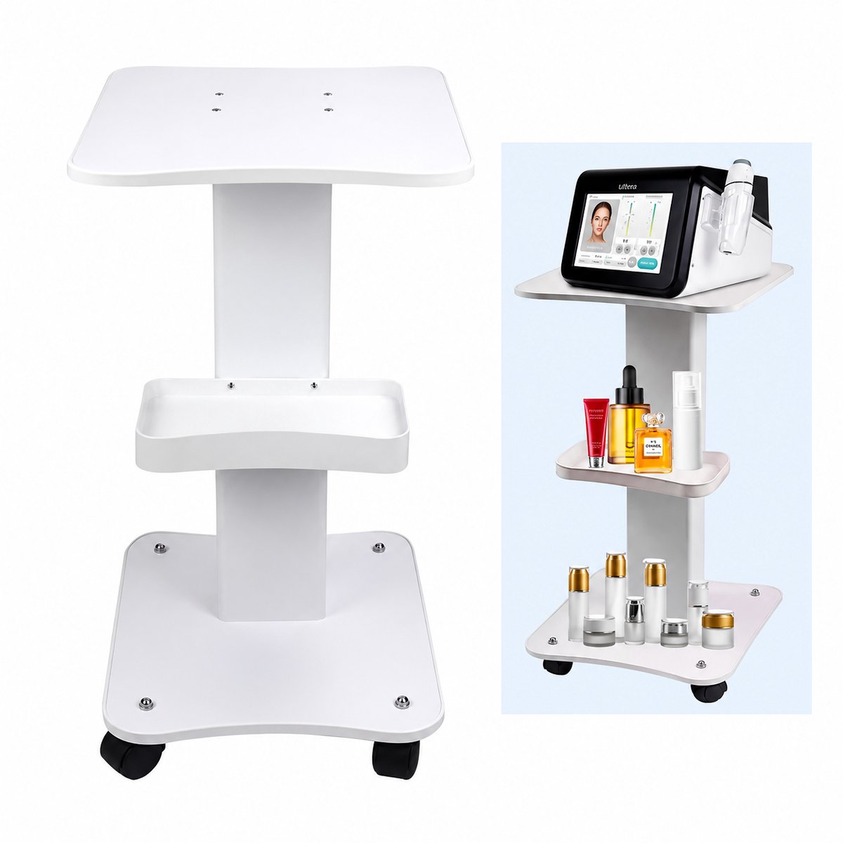 Adelair trolley - Trolley op wielen - Verplaatsbare Apparatuurwagen - 40 kg belastbaar - Voor tandarts, nagelsalon, kapsalon, schoonheidssalon en laboratorium
