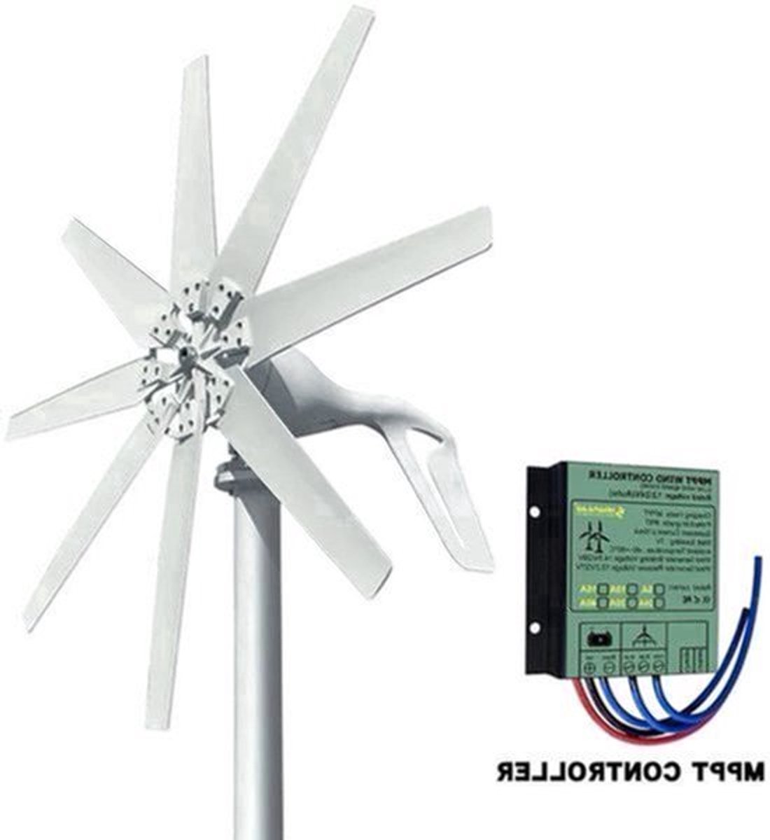 Windturbine - Windmolen - Windturbine Generator - Windenergie - Horizontale - 1000W - 12V - met Gratis MPPT Controller - Duurzame Energie voor Thuisgebruik -Wit