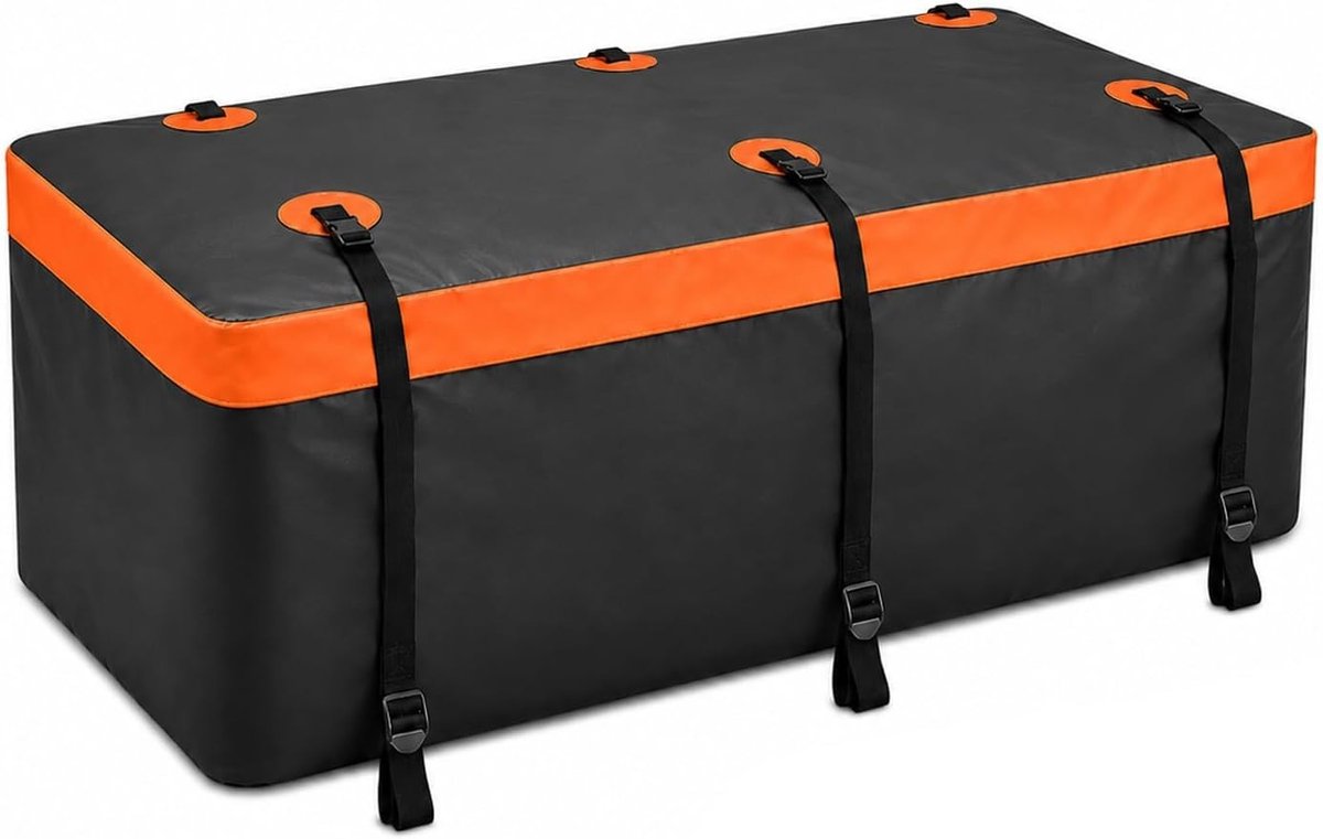 Daktas auto - Zwart met oranje - 152 x 152 x 61 cm - Waterdichte PVC Achterbox voor Trekhaak - Voor Bagage en Transport