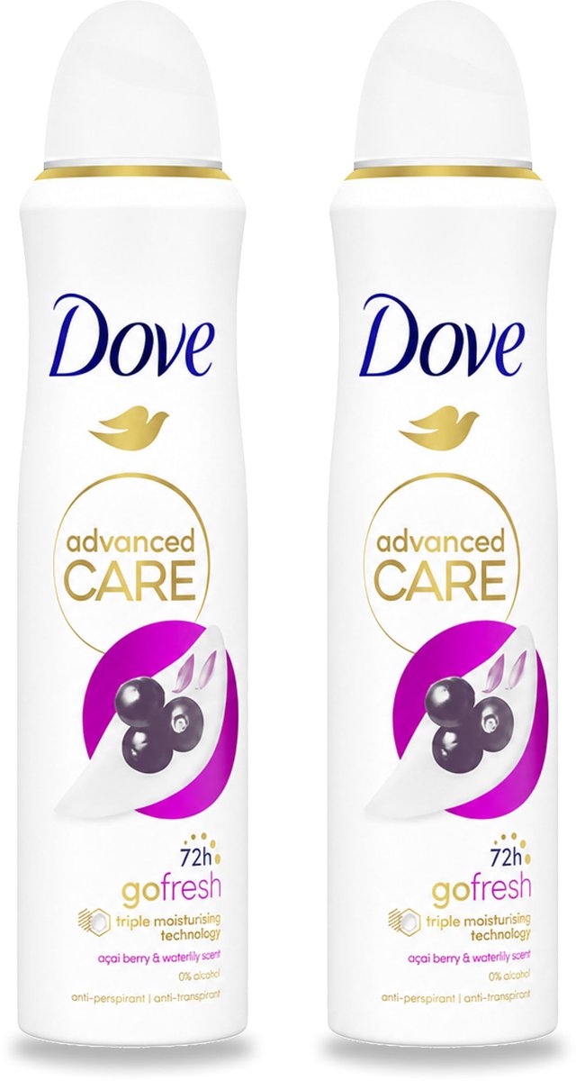 2 x Dove – Deodorant Spray – Acai Berry & Waterlily – 150 ml - Bulkverpakking - 2 stuks