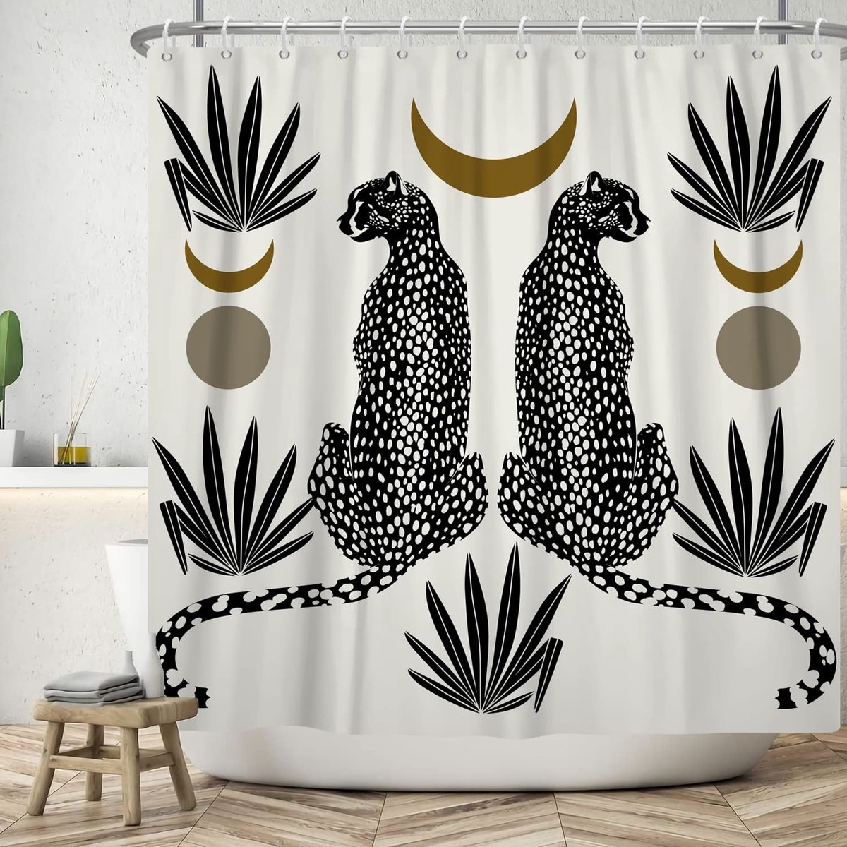 Elzusha - Waterdichte Douchgordijn met Abstract Leopard Design