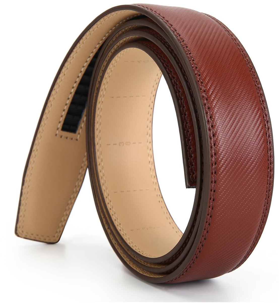 Elzusha - Riem met ratelsysteem voor mannen - Bruin - 3,5 cm breed