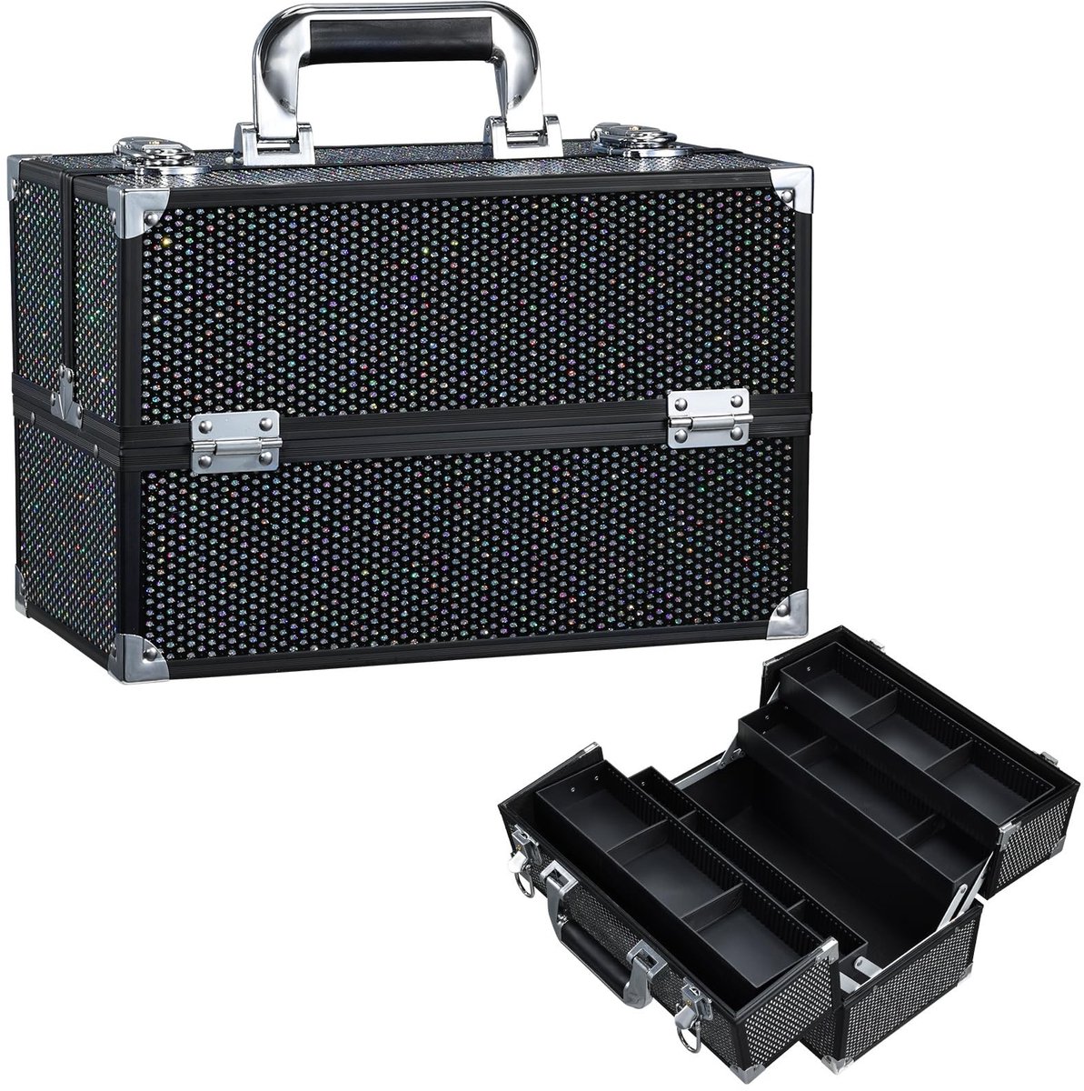 Elzusha - Grote Cosmetica Case - Multifunctionele Beauty Organizer - Zwart