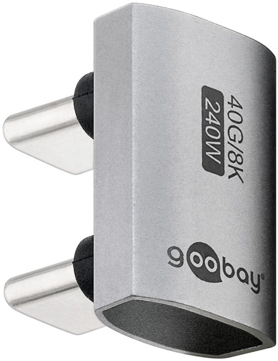 Goobay USB-C-adapter 180° U-vorm, USB4, USB-C naar USB-C, zilveren, gender changer