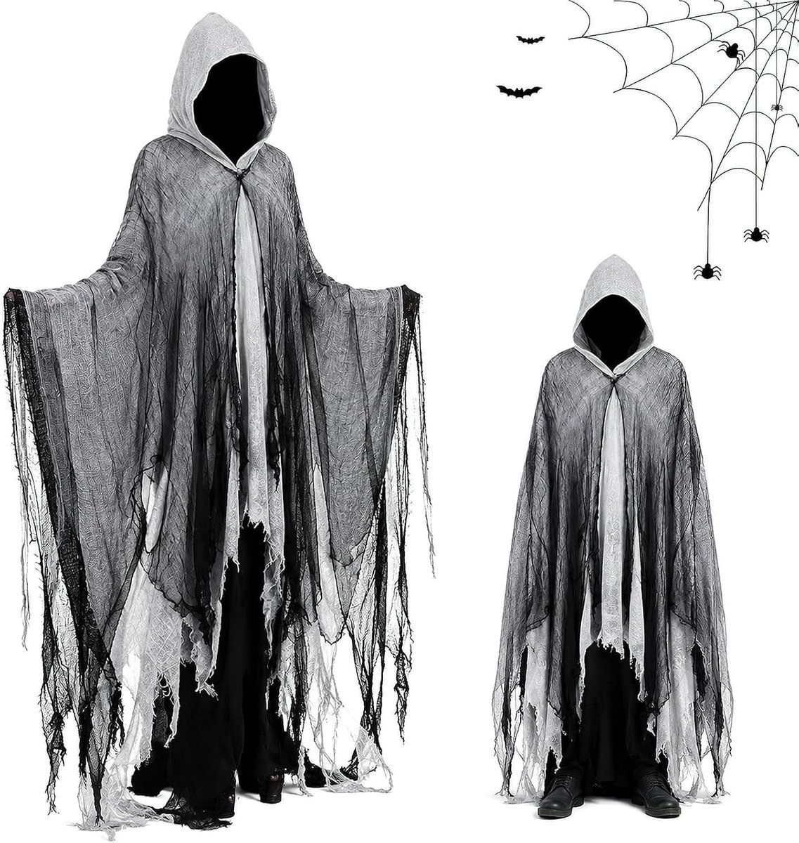 Griezelig Spokkostuum voor Volwassenen met Capuchon, Perfect voor Halloween en Feestjes