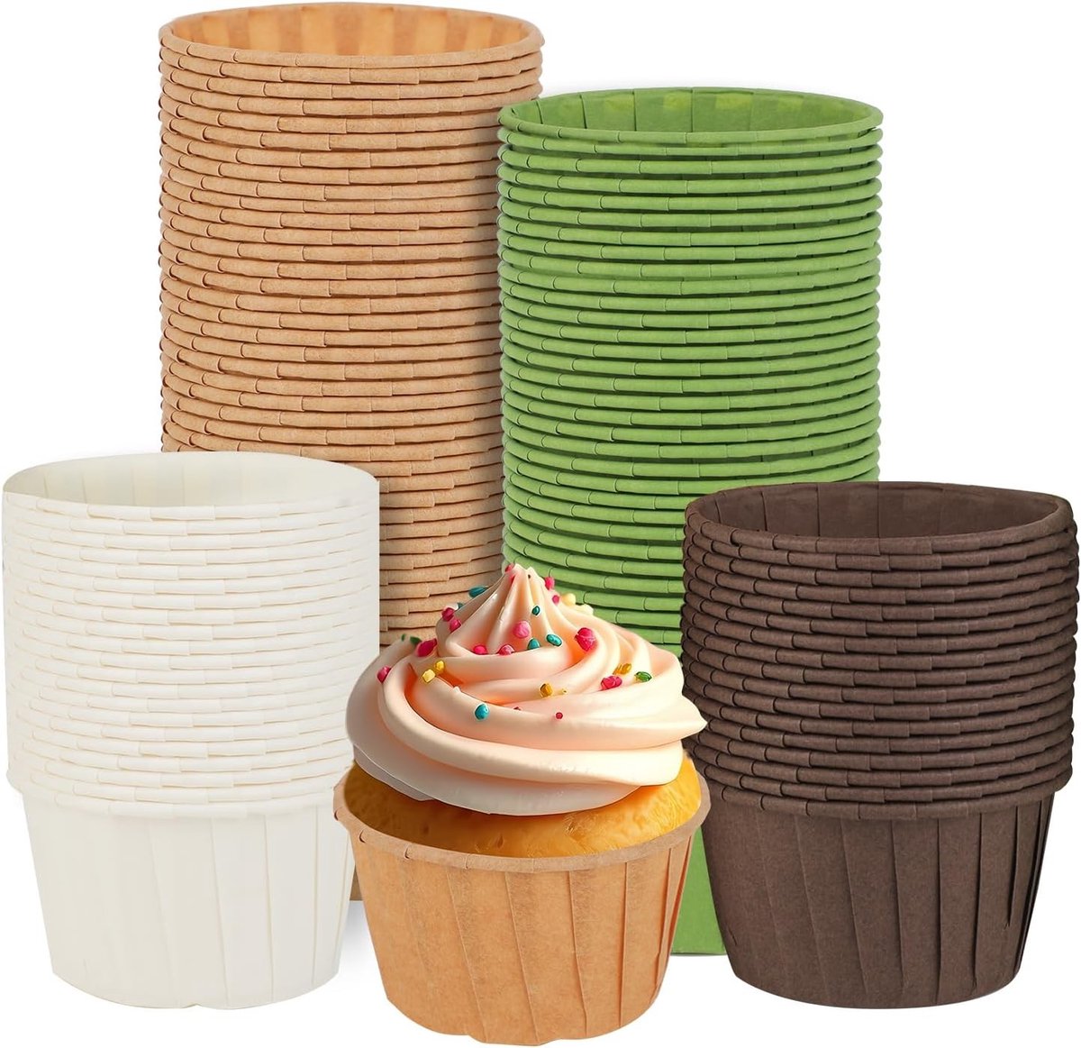 200 Stuks Muffinvormpjes van Papier, Ideaal voor Cupcakes, Taartjes en Feestjes, Milieuvriendelijk en Vetvrij Ontwerp