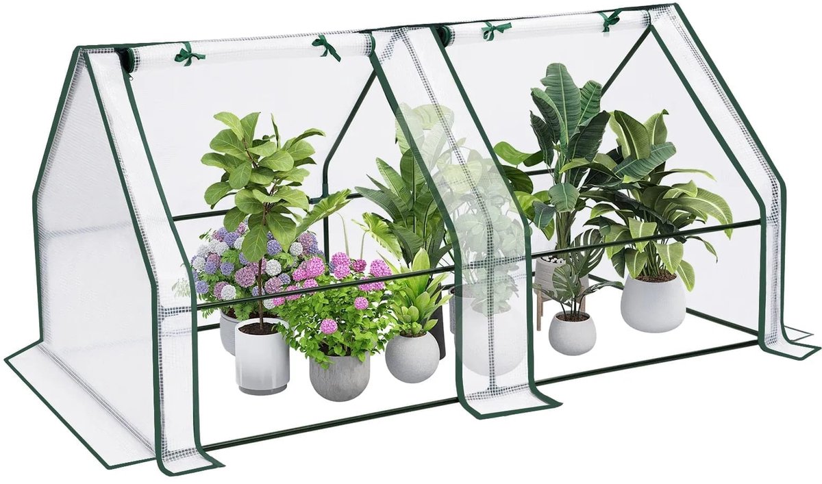 Klarven® Tuinkas Wit - Tuinkasten voor Buiten - Tuinkast - Greenhouse - Bescherming tegen kou en UV, Goede ventilatie, Gemakkelijk te openen - B180xd90xh90cm