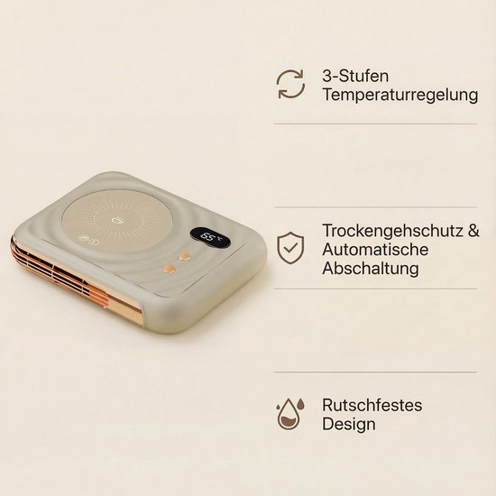 Mokwarmer, bekerwarmer, ventilatorkachel 2-in-1 met 3 temperatuurniveaus, automatische uitschakeling, kaarsenwarmer, drankverwarmer voor koffie, thee, cacao, melk, kantoor (wit) — afbeelding 2