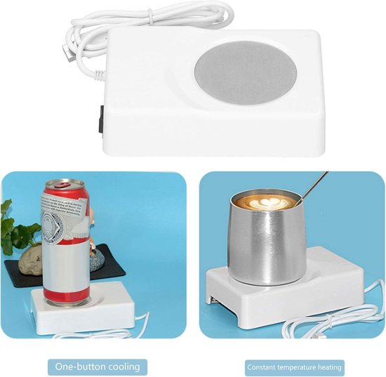 USB Koel- en Verwarmings Onderzetter 2-in-1 Draagbaar voor Bureau en Auto Koffie Thee Melk Water - wit — afbeelding 2