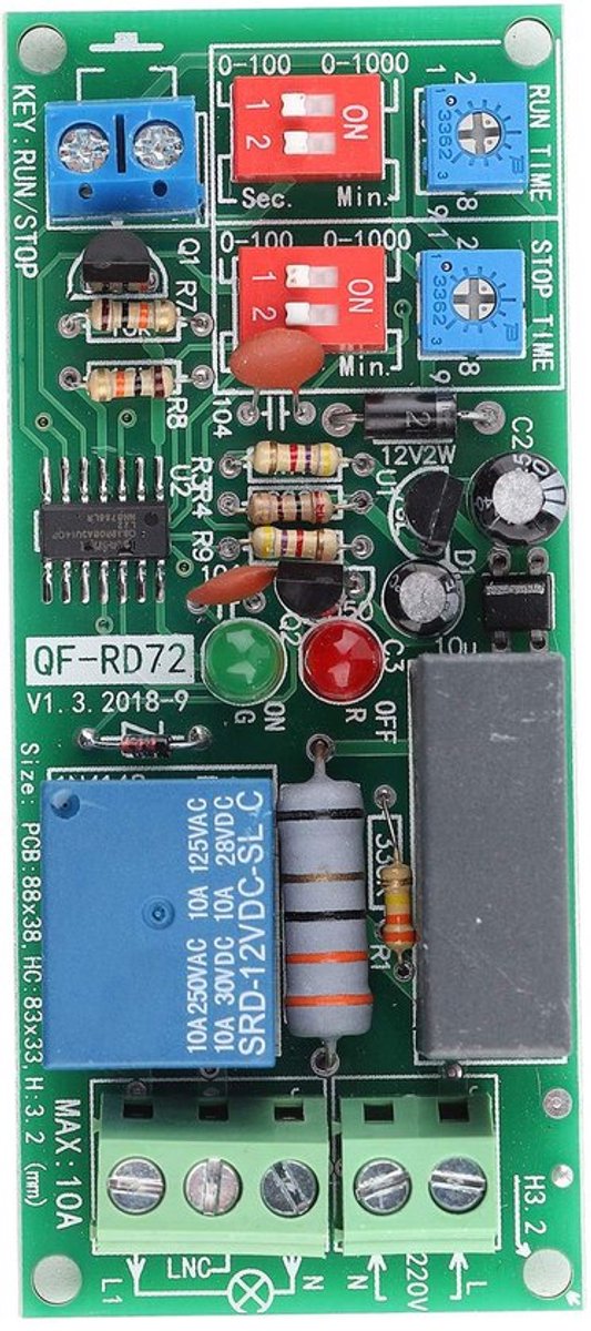 Dailygoody - Relay Switch Module - Instelbare Tijdvertraging - AC 100v tot 250v