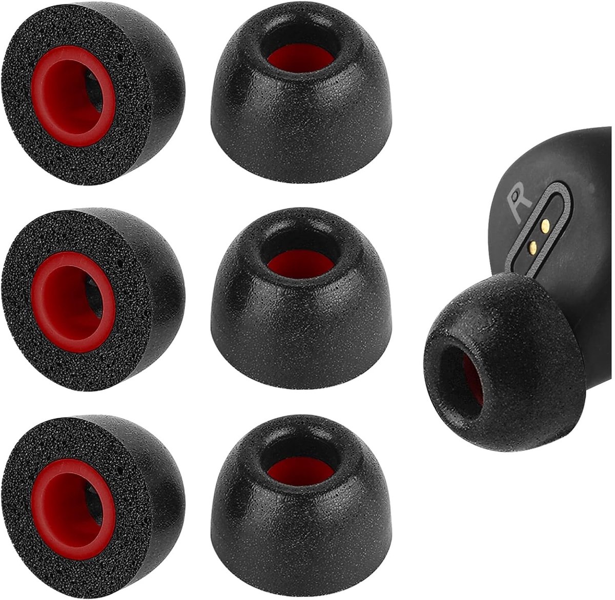 3 Paar Comfortabele Geheugen Foam Oordopjes voor Draadloze In-Ear Earbuds, Geluiddempende Tips (L/Kort)