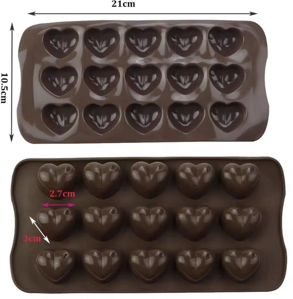 2-delige siliconen hartvormige mal – Hartvormig – Snoepvorm – Chocoladevorm