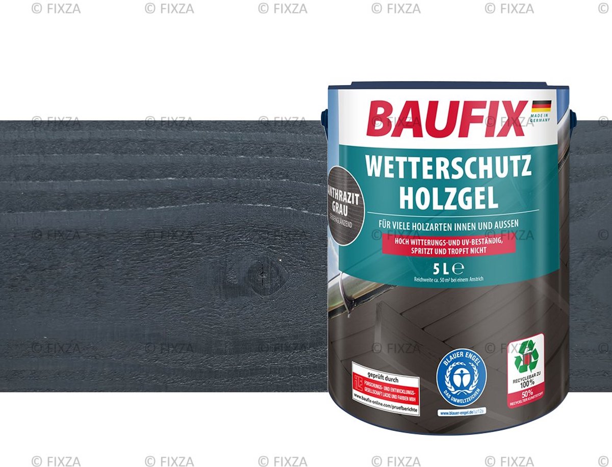 BAUFIX Buitenbeits – Antracietgrijs – Zijdeglans – 5 Liter – Voor Schutting, Tuinhuis & Blokhut – UV- & Weerbestendig