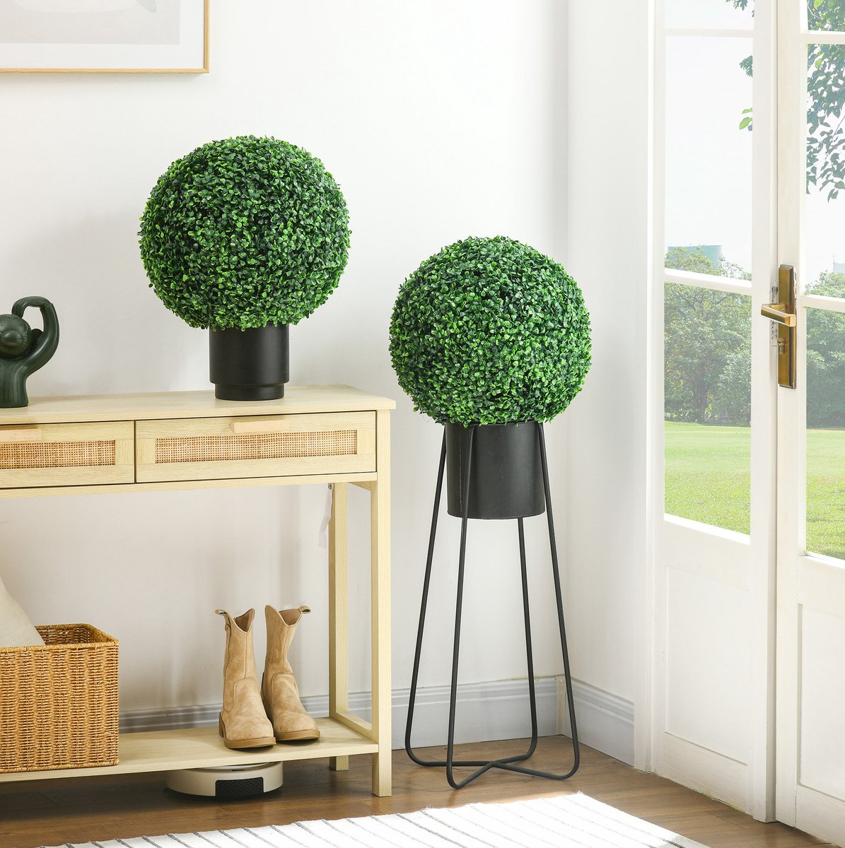 FloraGrace Kunstplant Buxus – Set van 2 – 40 cm – Kunststof – Groen – Voor Binnen en Buiten – UV-bescherming – Onderhoudsvrije Decoratie