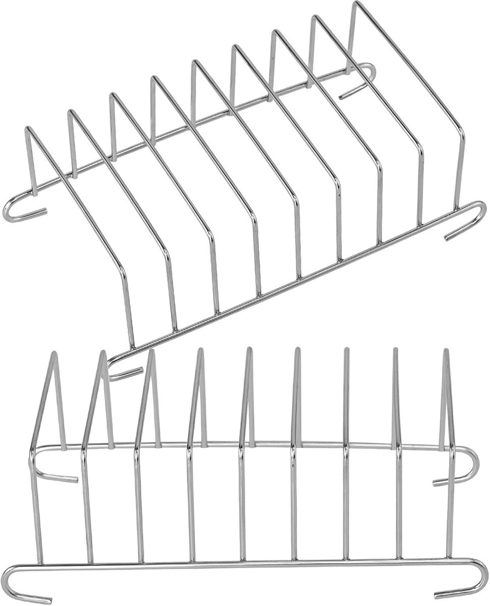 Broodroosterstandaard van roestvrij staal, 2 stuks, broodstandaard voor 8 sneden, voor oven en luchtfriteuse, compact en stapelbaar ontwerp voor keuken