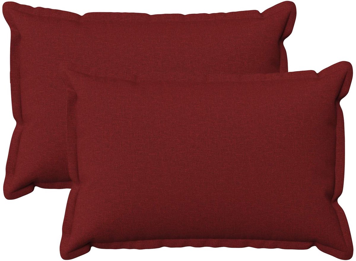 vidaXL Dekenkussen - 2 - st - HOUTEN - Wijnrood - 40 - x - 60 - cm - Faux - Linnen
