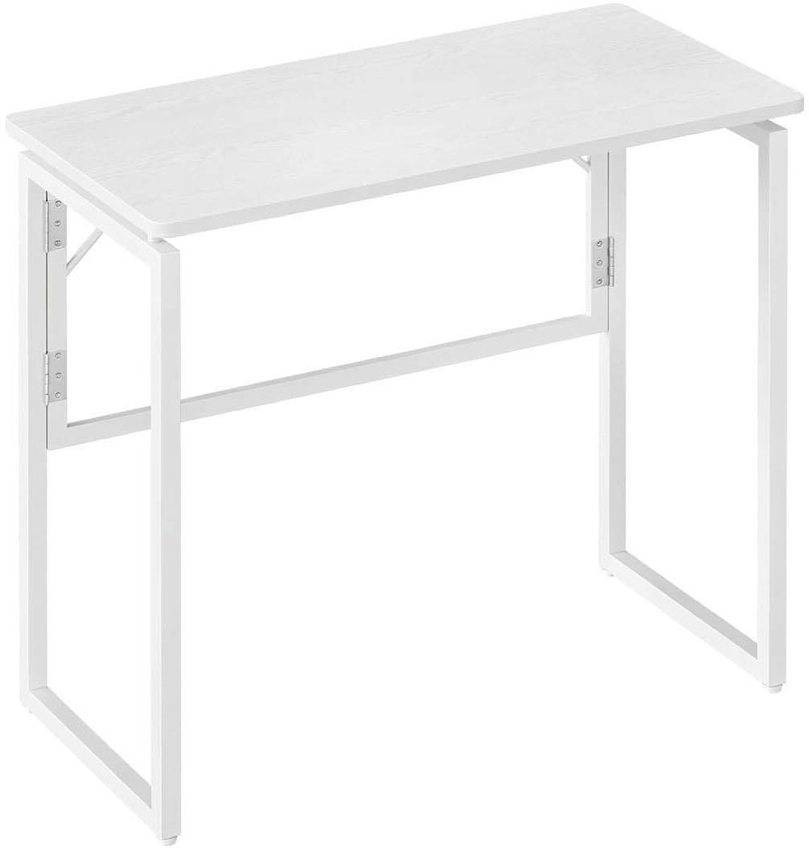 Opvouwbaar bureau Klein computerbureau 80x40x74 cm Mat wit Opvouwbaar en plat op te bergen tot 6 cm dik Versterkt vouwbeslag Verstelbare poten Maximale belasting van het tafelblad 50 kg Geschikt voor werken met een laptop, studeren en kleine ruimtes