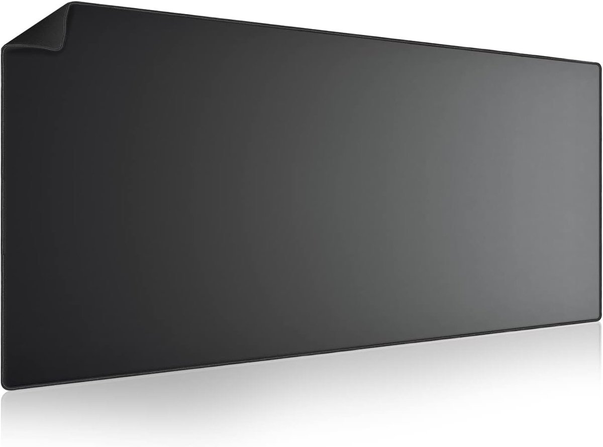 Gaming muismat, 91,4 x 43,2 cm grote muismat met gestikte randen, waterdicht en antislip toetsenbord, bureauonderlegger voor kantoor, thuis, zwart