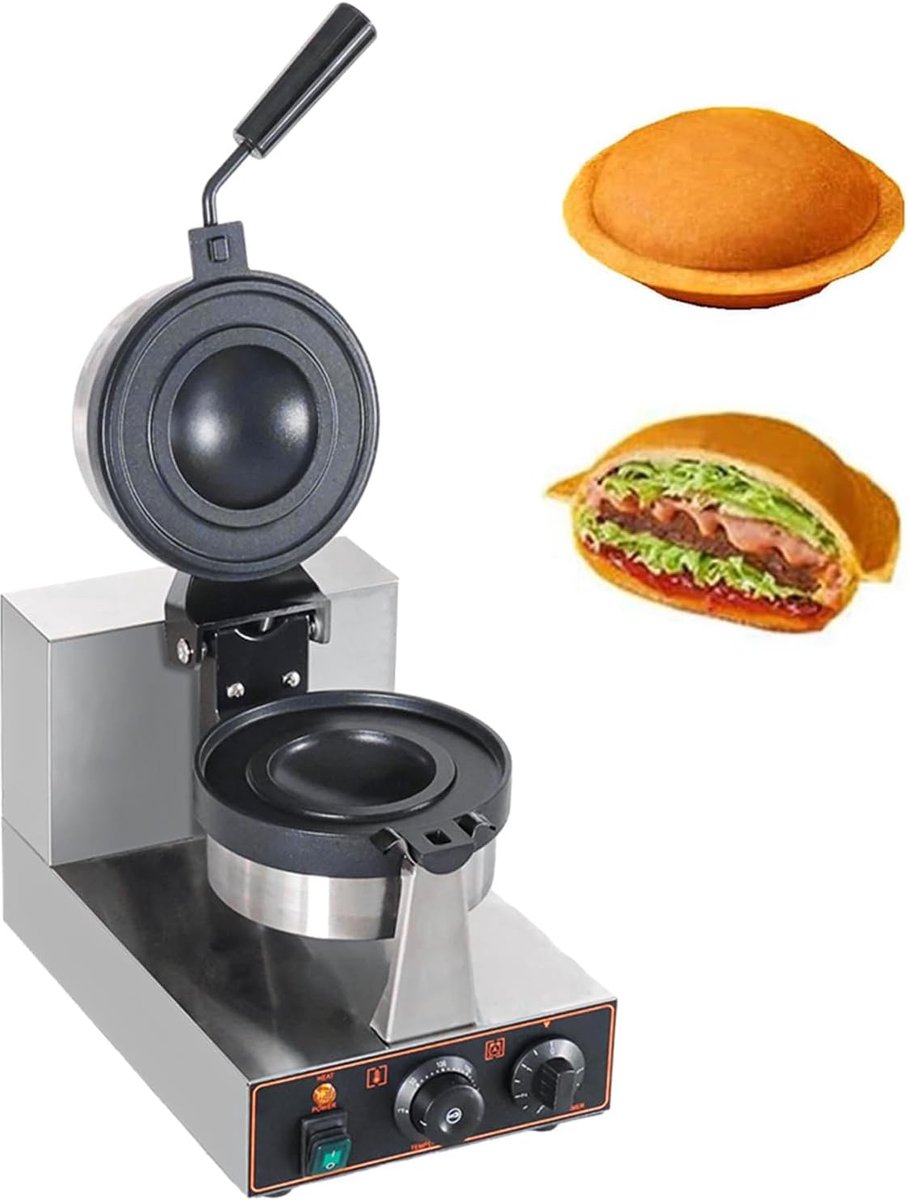 Hamburgermachine van roestvrij staal, 1300 W, antiaanbakpan, warmtepers, gelijkmatige verwarming, voor snackbars