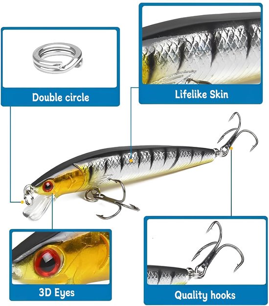 set met 8 stuks rubberen vissen, visset met jigkoppen, aasvissen voor baars, forel, snoek, visgeschenken voor mannen — afbeelding 3