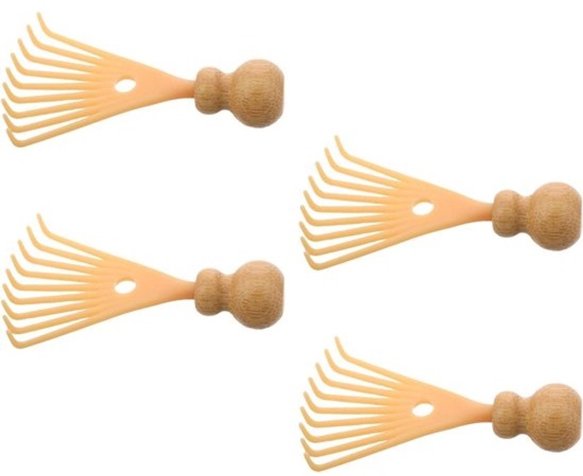Hoofdhuidmassager Bamboe Grip - Hoofdmassagekam Krabber - Stressverlichting Ontspanning - Ergonomisch Precisie Ontwerp - 7.5 x 4.2 x 1.8 cm